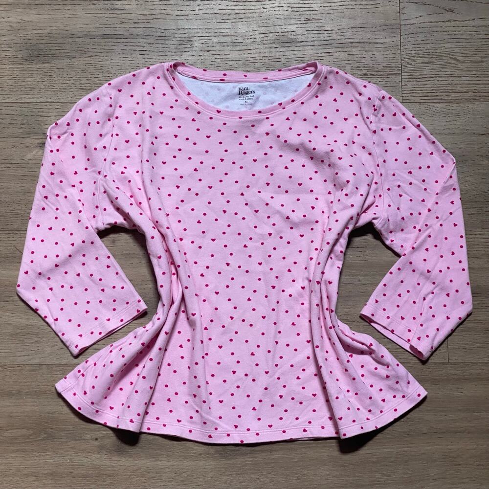 Heart Polka Dot All Over Print Pink & Red 100 Cotton Soft Girl Minimalist Tee- M - Picture 5 of 9
